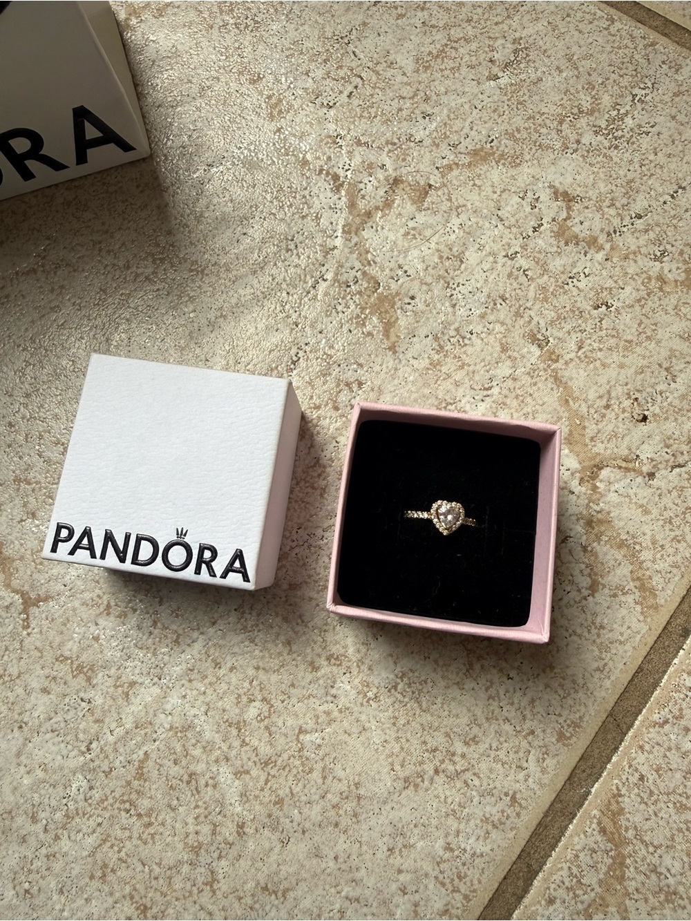 Pandora Rose Gold Heart Ring with Clear Stones